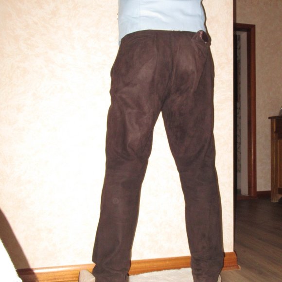 Polo Ralph Lauren Chocolate Brown Suede Pants Size 33 - Picture 5 of 13